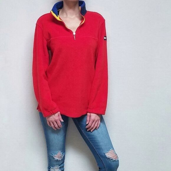 VINTAGE Tommy Hilfiger Fleece Quarter Zip Sweater - Picture 2 of 12